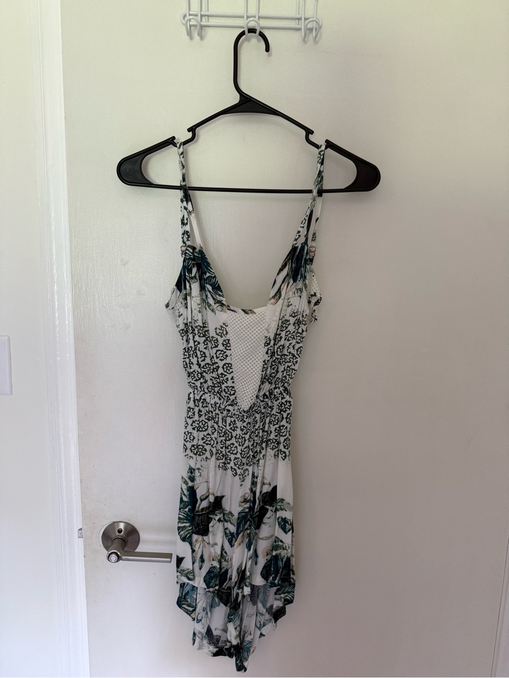 Somedays Lovin White Mini Romper with Green Floral Print